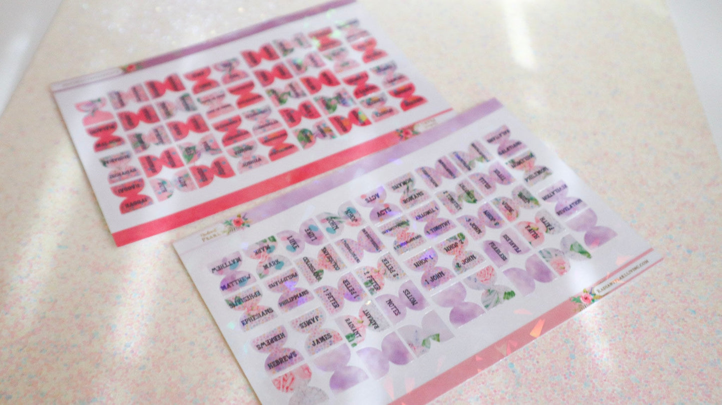 Mini Bible Tabs Sticker Set - Pink and Purple