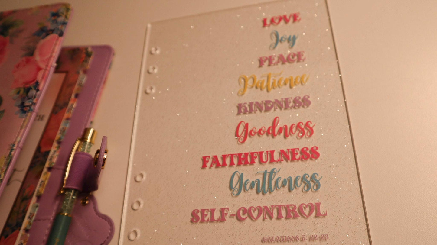 A5 Galatians 5 Glitter Dashboard | Scripture Writing Binder Dashboard