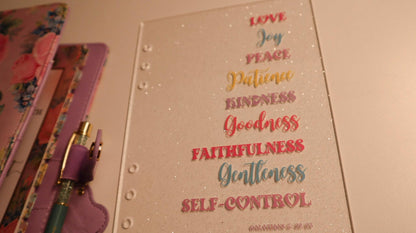 A5 Galatians 5 Glitter Dashboard | Scripture Writing Binder Dashboard