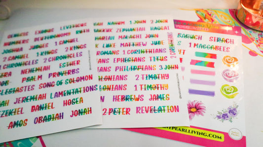 Books of the Bible Header Clear Vinyl Sticker Labels| Catholic Colorful Bible