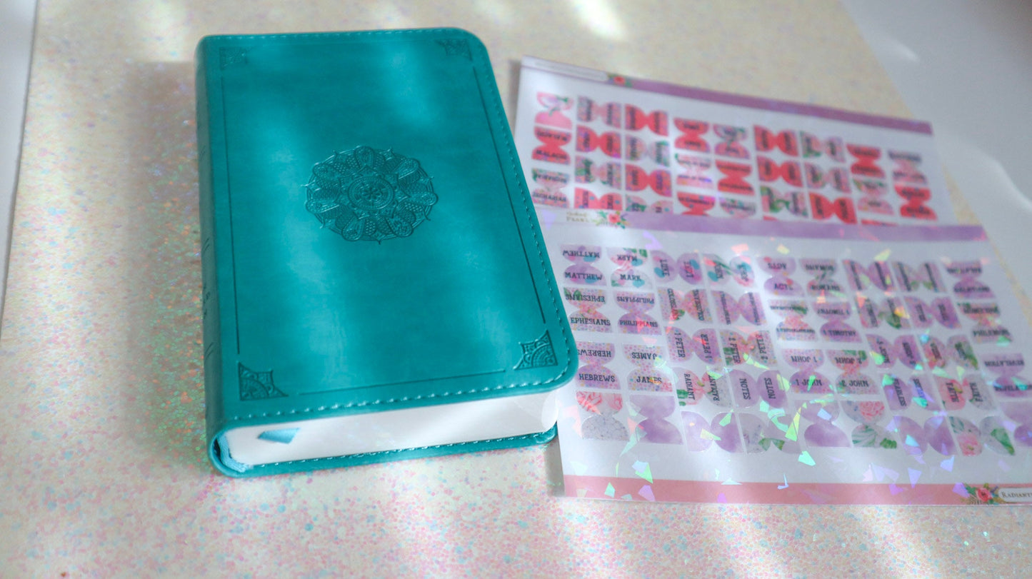 Mini Bible Tabs Sticker Set - Pink and Purple