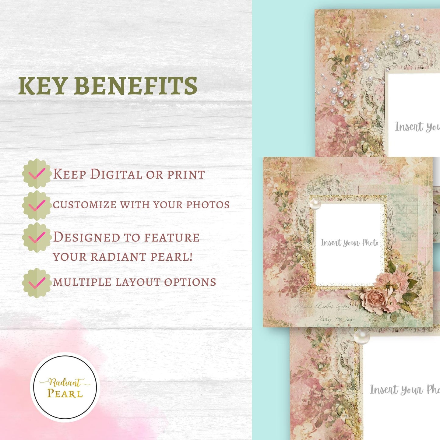 Shabby Chic Scrapbook Templates | Digital Scrapbook Template