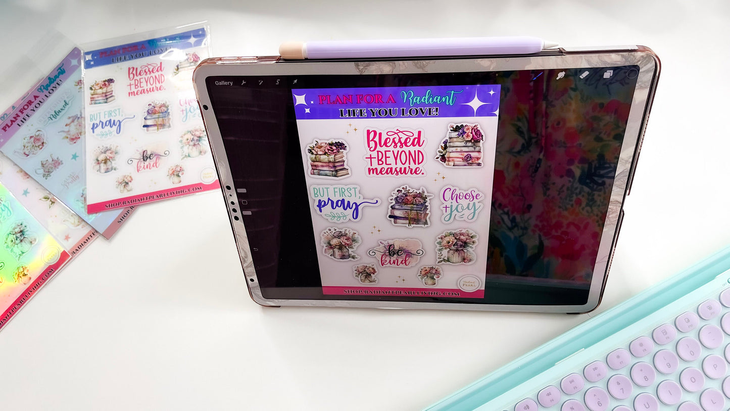 Blessed Florals Holographic Sticker Set