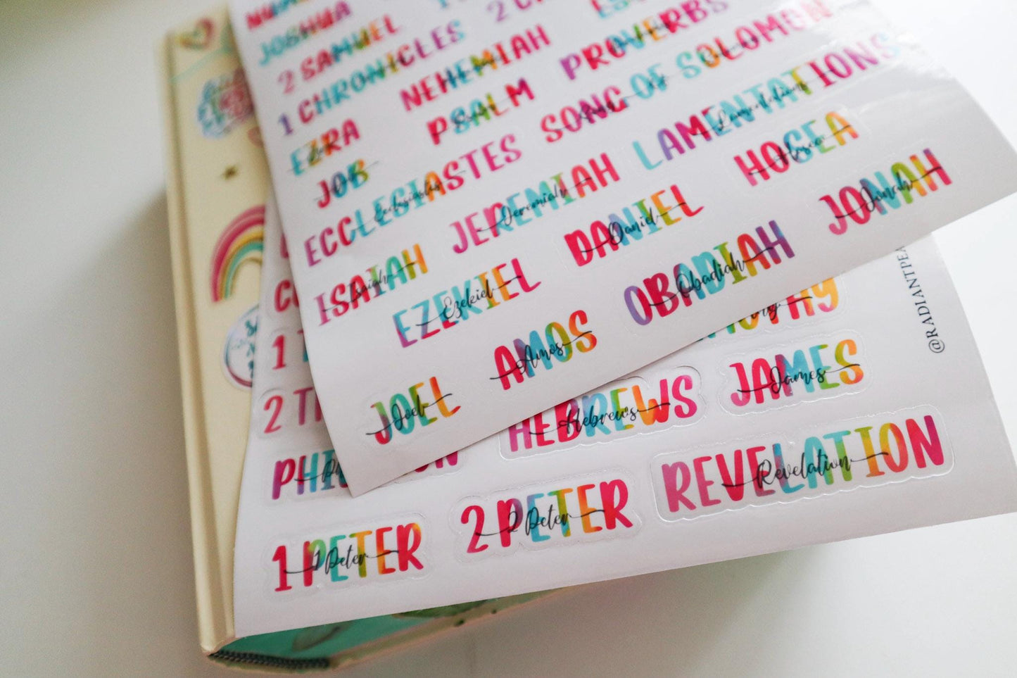 Books of the Bible Header Clear Vinyl Sticker Labels| Colorful Bible Personalized