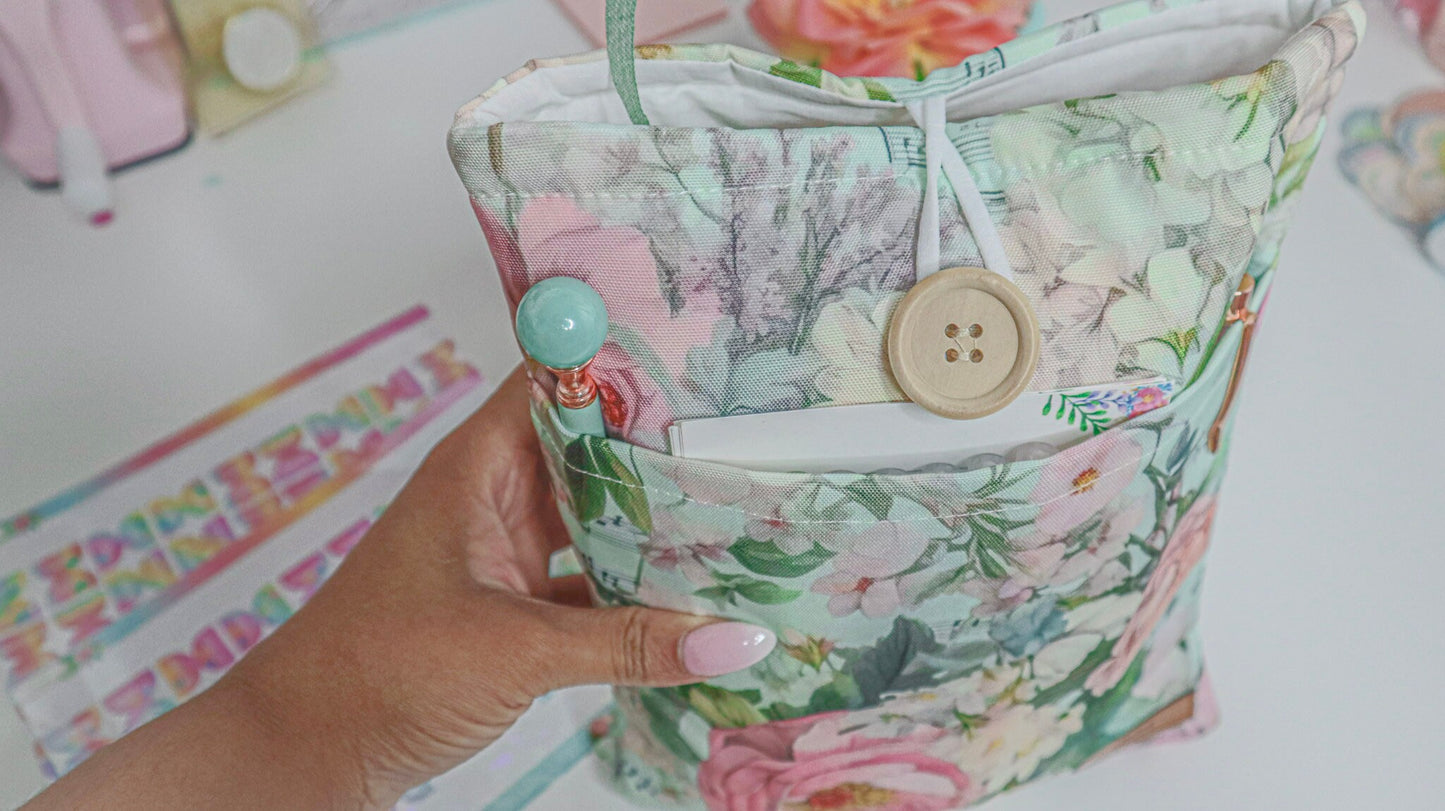 Prayer Bible and Planner Pouch - Mint Music Notes and Vintage Florals