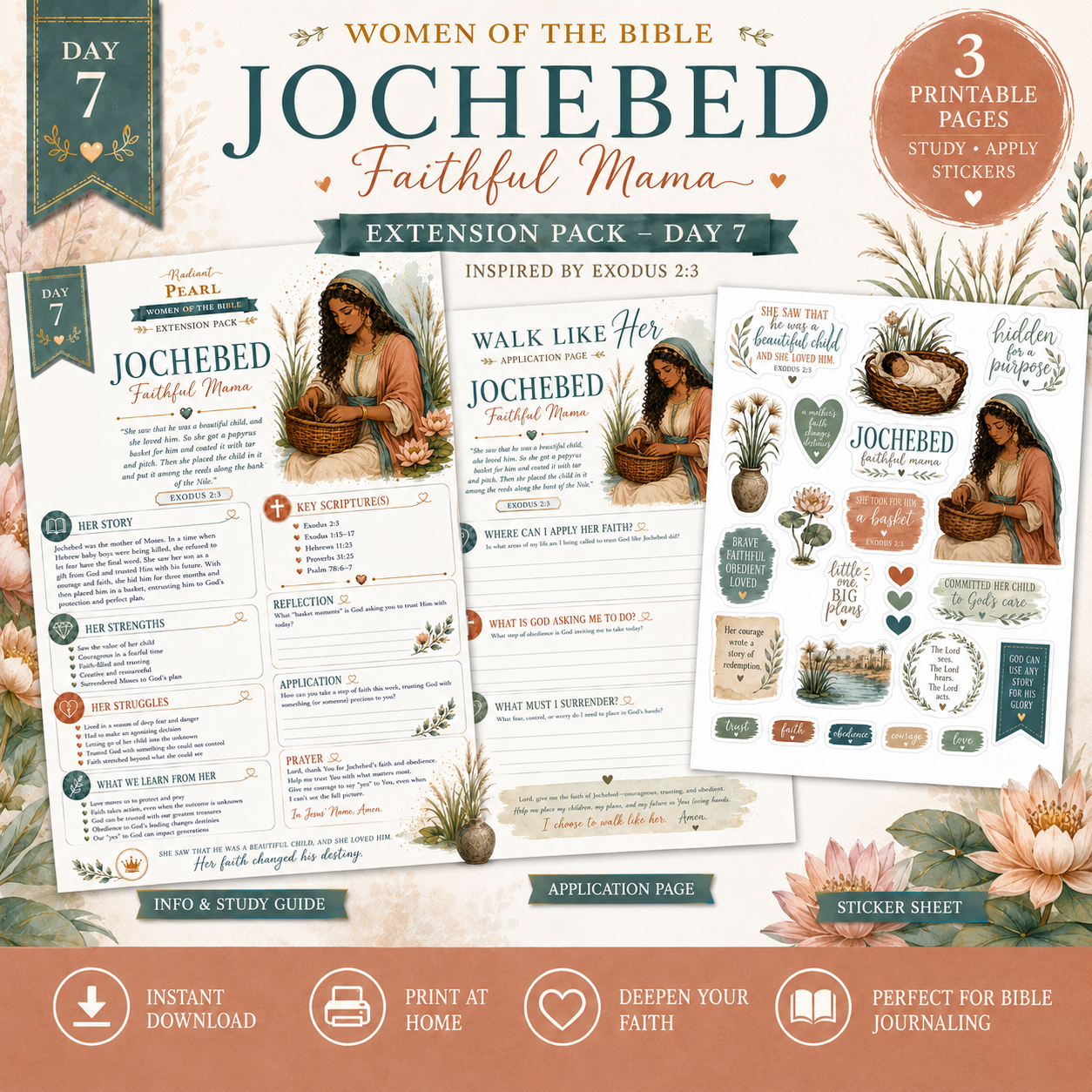 Day 7 – Jochebed Extension Pack | Women of the Bible Scripture Writing & Bible Study Printable