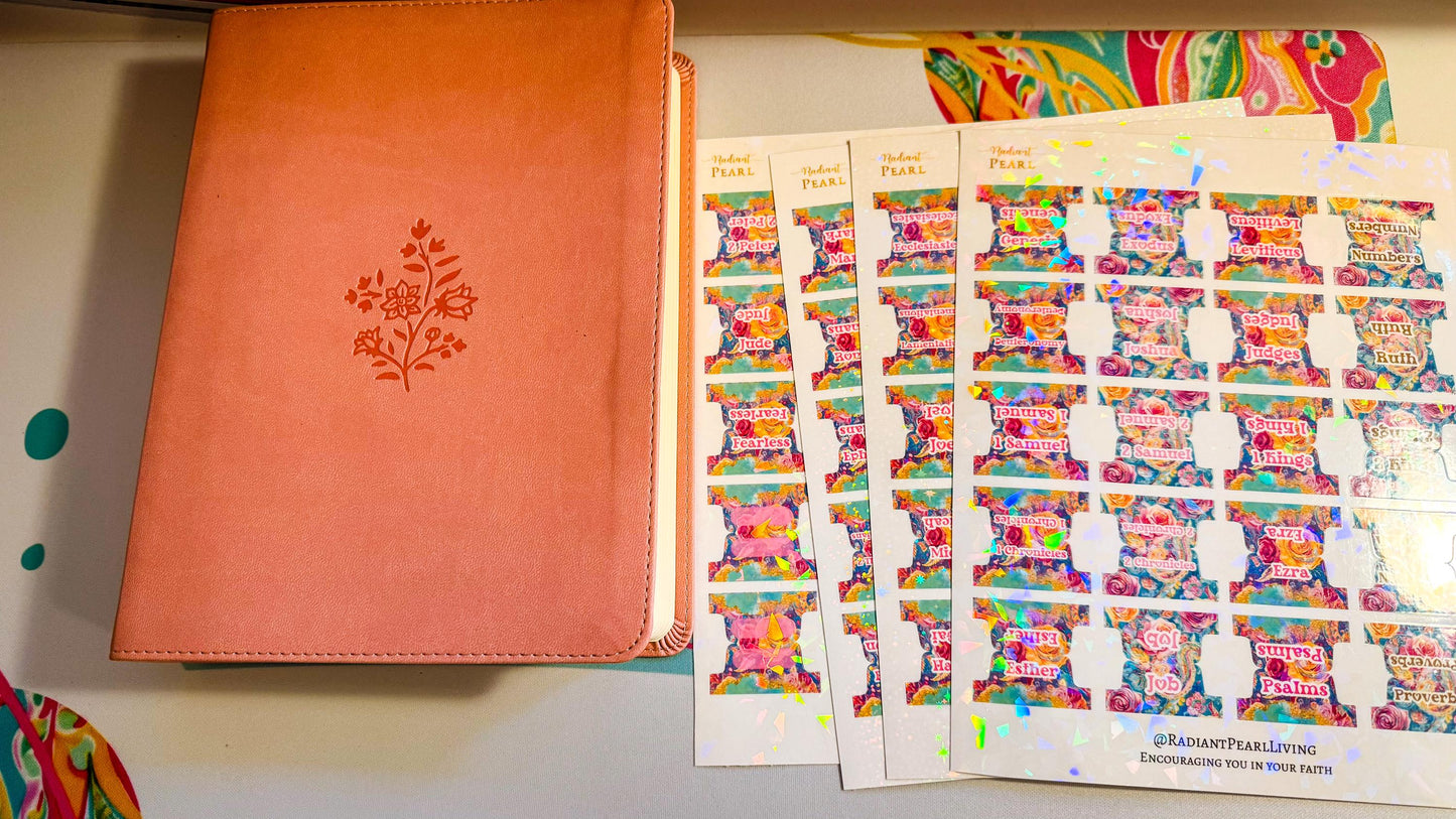 Paisley Roses Bible Tabs: Laminated Christian Bible Book Stickers