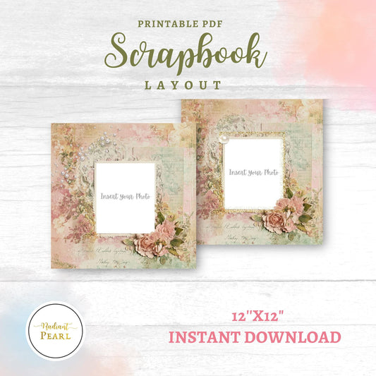 Shabby Chic Scrapbook Templates | Digital Scrapbook Template