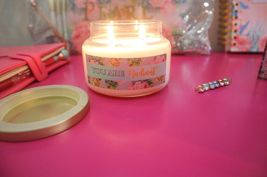 You Are Radiant Inspirational Gift Candle Apothecary Jar (Double Wick) Fragrant Candle and unscented Candle