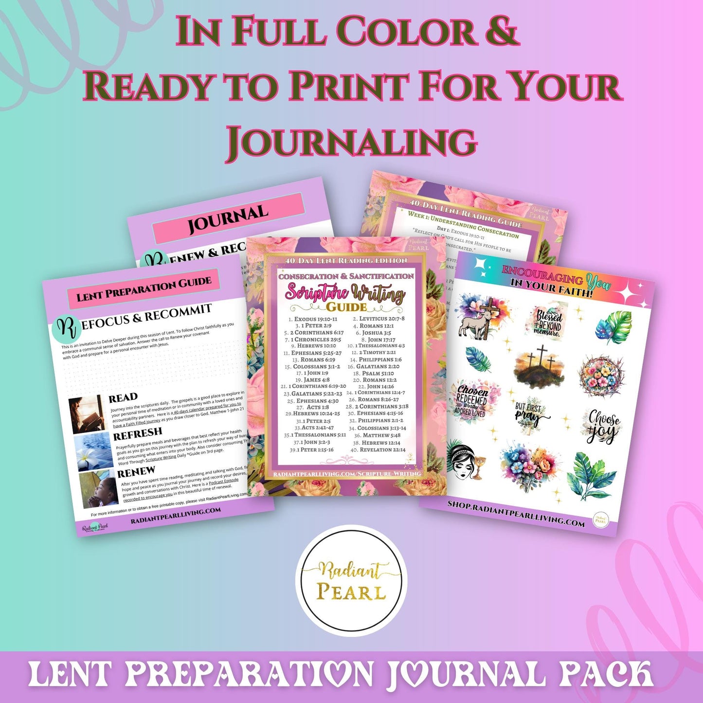 Lent Printable Journal - 40 Day Guide - Bible Journaling Printable, Faith Based Art Journaling Printable