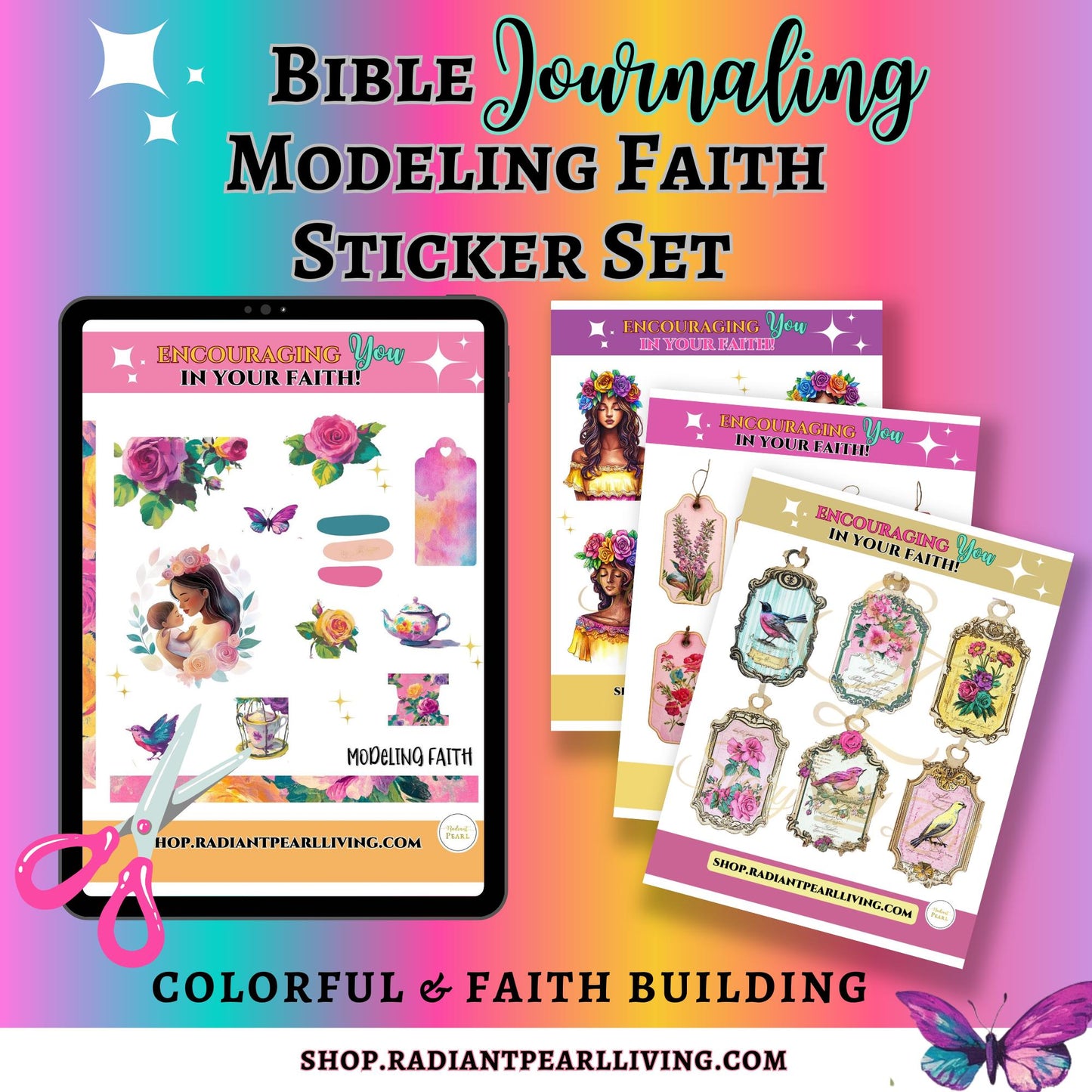 Bible Journaling Modeling Faith Sticker Set  | Bible Christian faith inspirational stickers for Bible journals, planners, diaries, Printable
