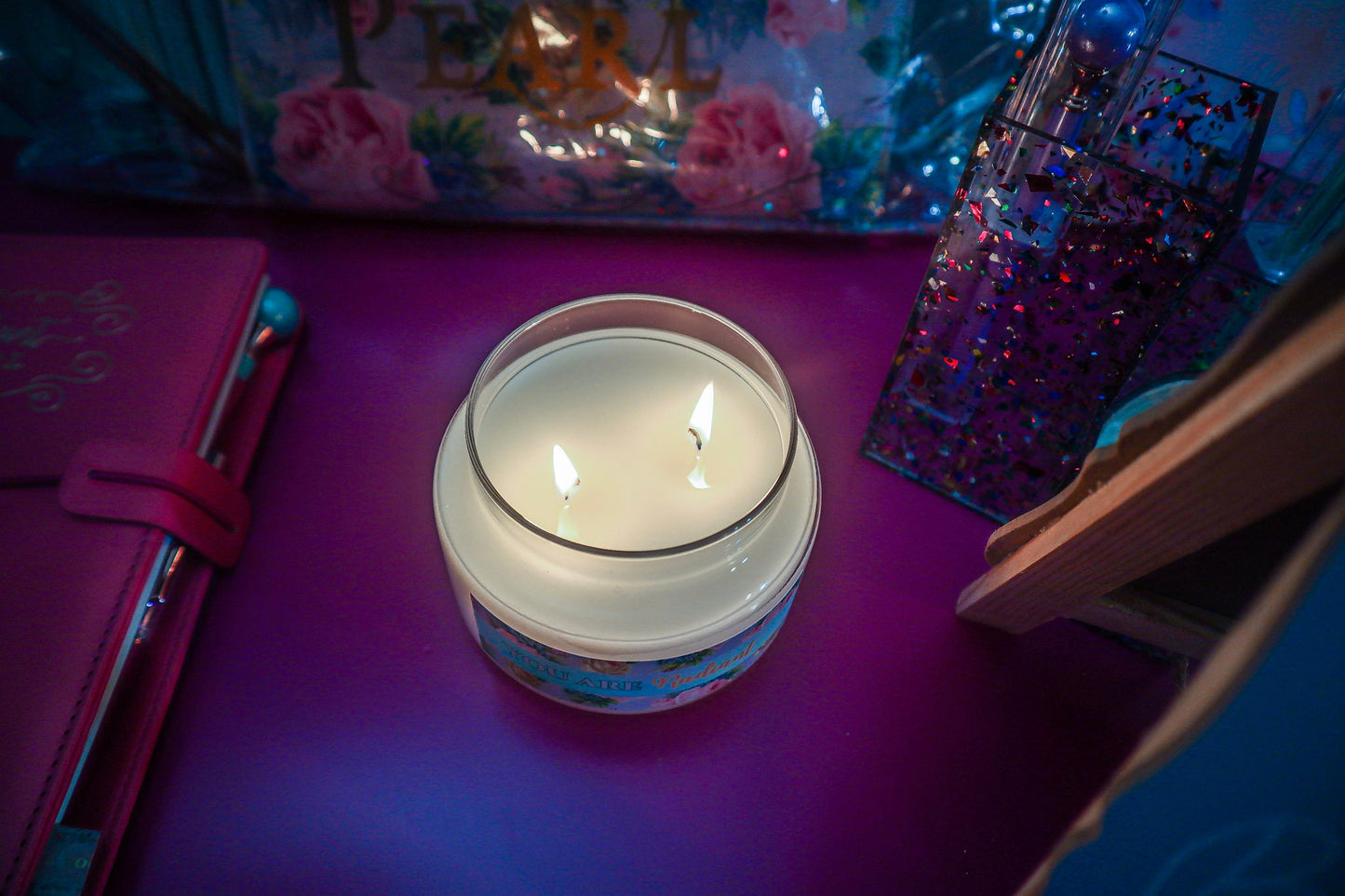You Are Radiant Inspirational Gift Candle Apothecary Jar (Double Wick) Fragrant Candle and unscented Candle