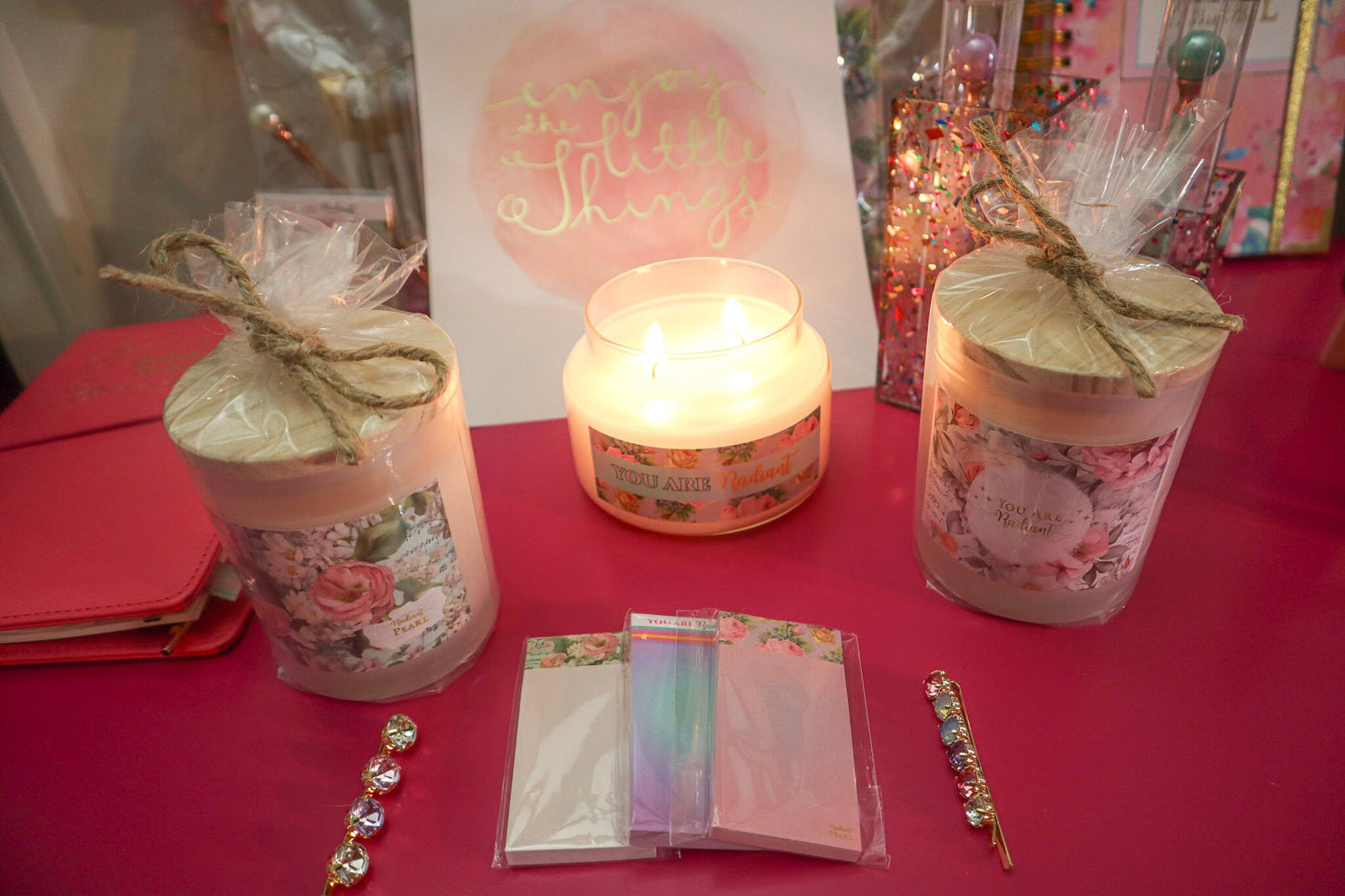 You Are Radiant Inspirational Gift Candle Apothecary Jar (Double Wick) Fragrant Candle and unscented Candle