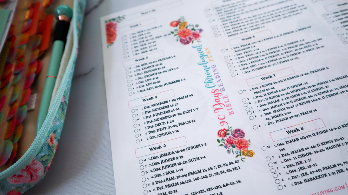 90 Day Chronological Bible Reading Plan Checklist for Bible | Printable Bible Plan